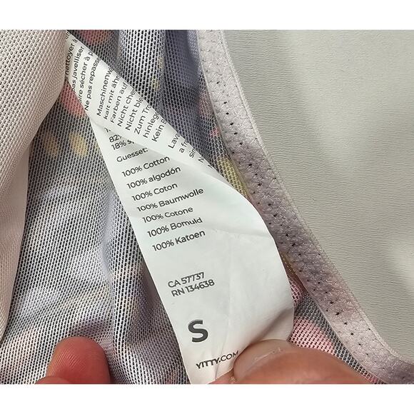 Yitty sz S thong long sleeve semi Sheer body suit lined torso EUC butterfly geo - Picture 6 of 10